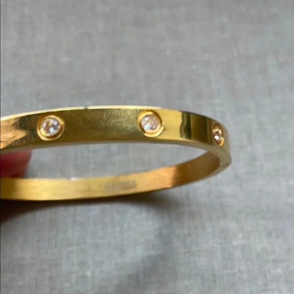 Gold Plated Bracelet for Women with Cubic Zirconia Stones Stainless Steel - Picture 5 of 9